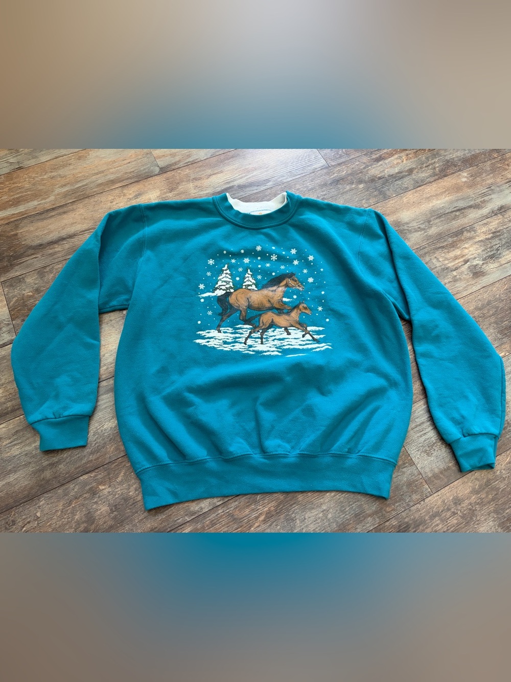 Vintage Morning Sun Horse Graphic Sweatshirt Sz M